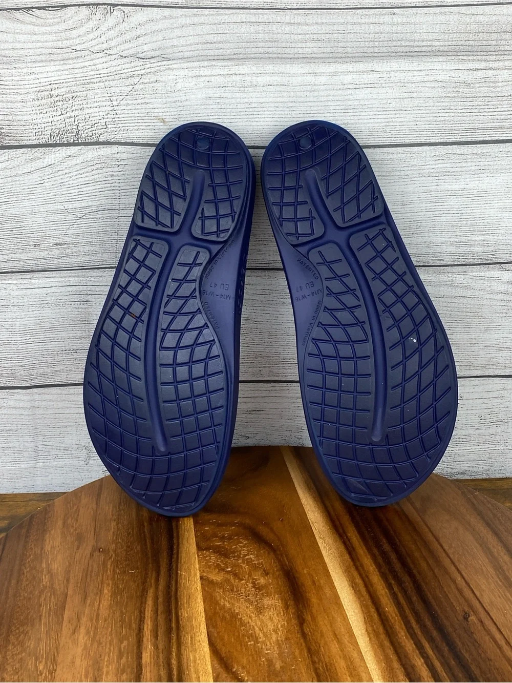 OOFOS OOahh Slide Sandals Comfort Recovery Navy Blue Men’s Shoe Size 14